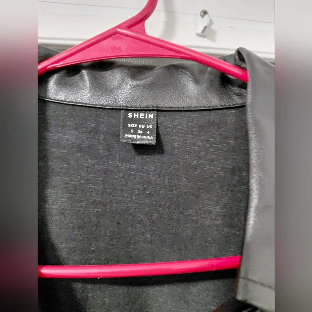 SHEIN Dark Leather Cropped Jacket - Picture 6 of 6